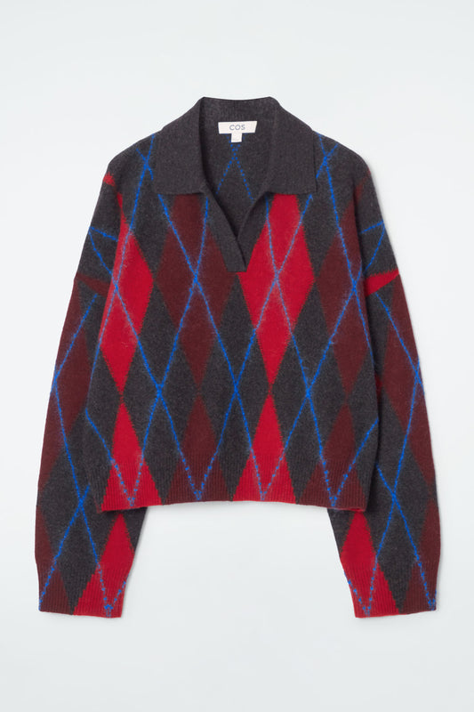 Argyle Wool Polo Jumper