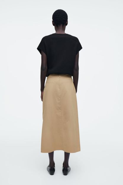 Asymmetric cotton midi skirt