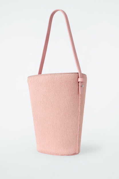 Mini pony hair bucket bag