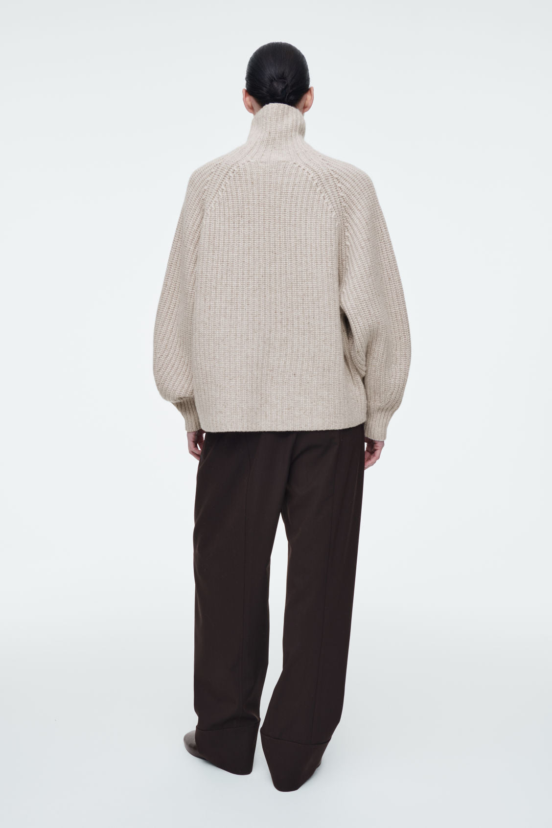 Ribbed cashmere-blend funnel-neck jumper