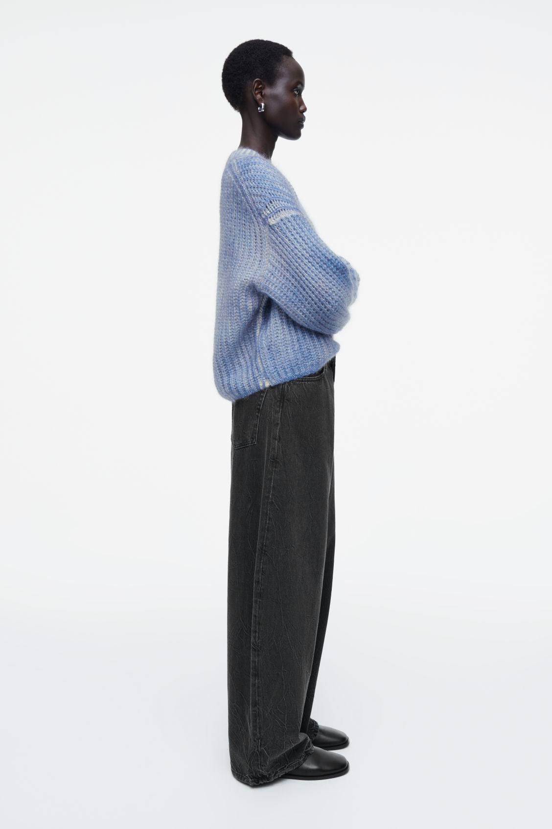 Spray-effect mohair V-neck jumper