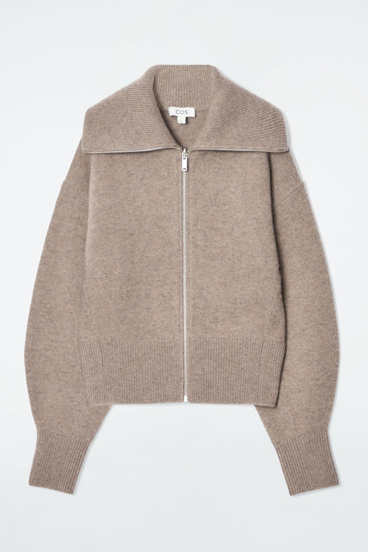 Waisted Knitted Wool Bomber Jacket