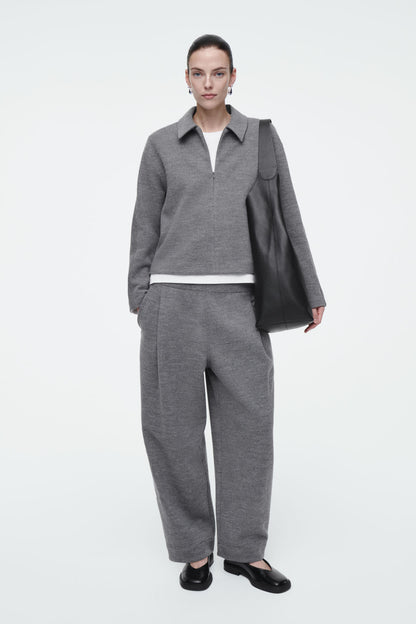 Boiled-Wool Barrel Leg Trousers