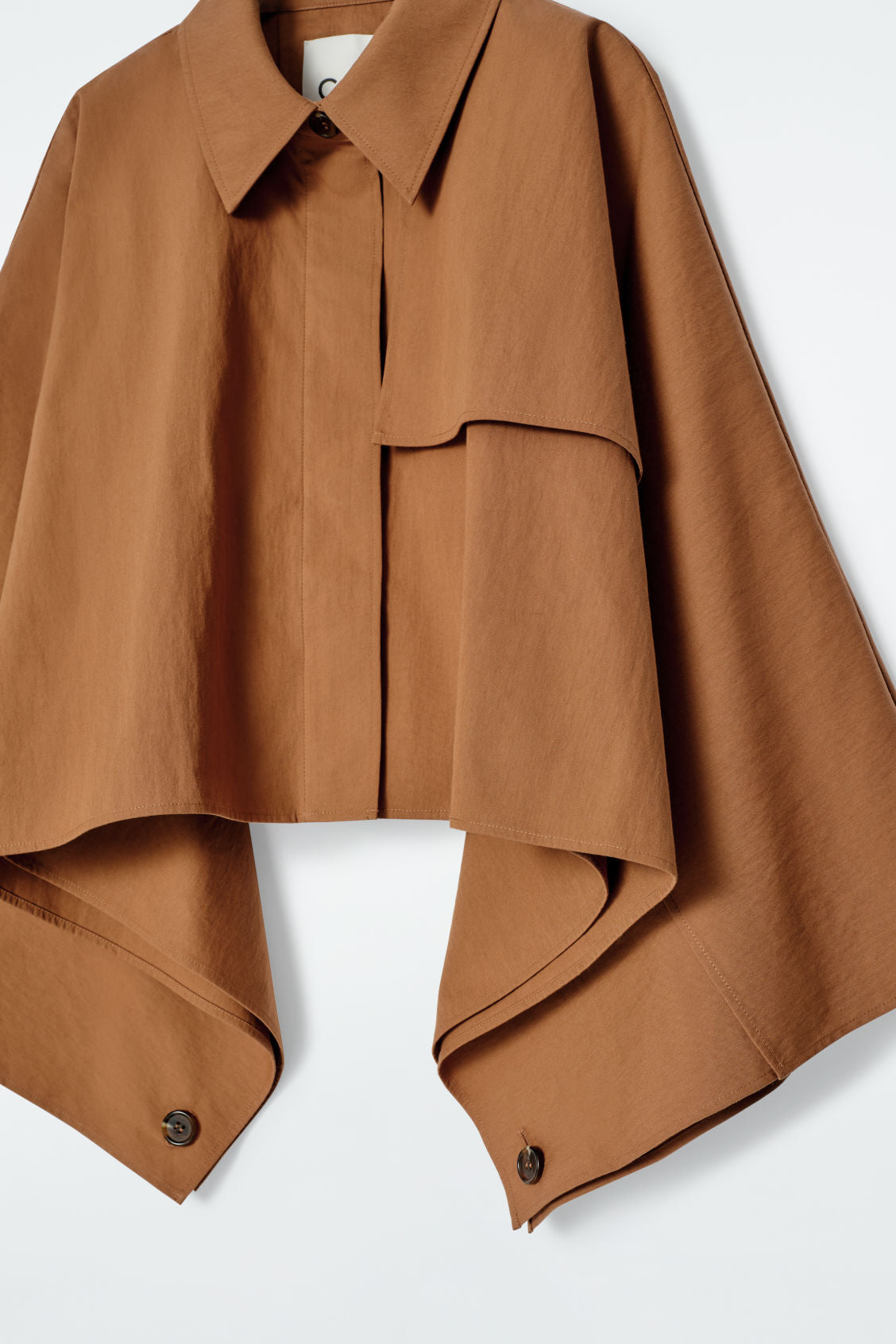 Oversized cropped trench coat cape