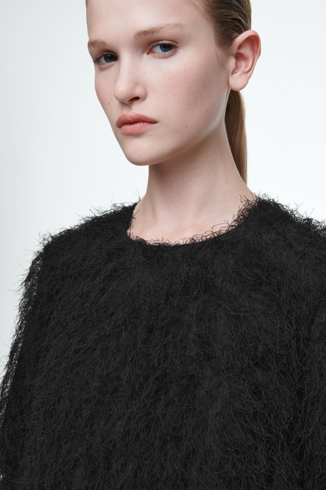 The feathered mini shift dress