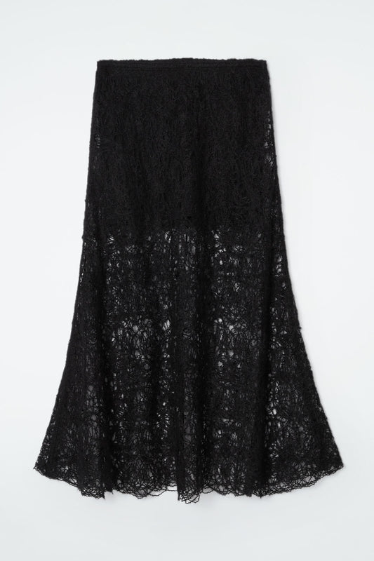 Sheer embroidered mohair skirt