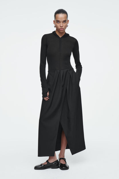 Draped Wrap Midi Skirt