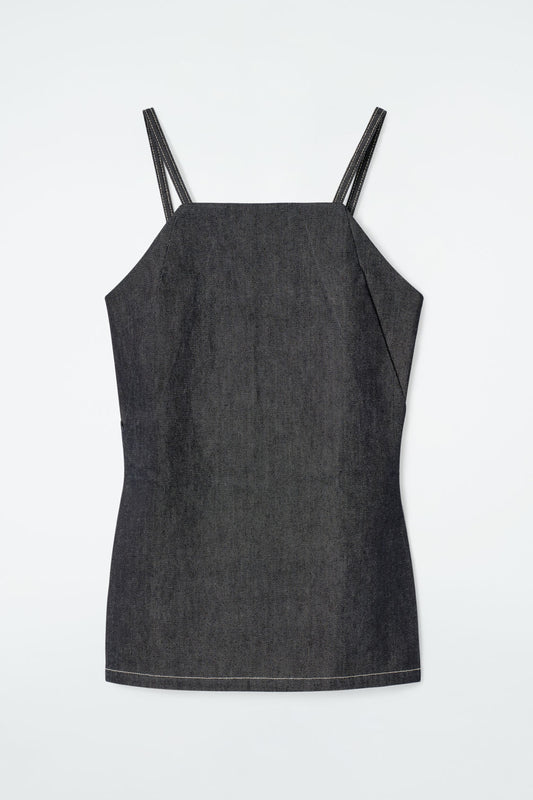 Sleeveless raw denim top