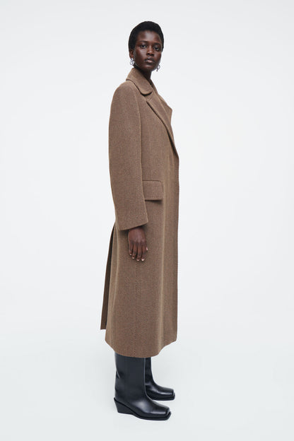 Tailored Herringbone Wool Coat