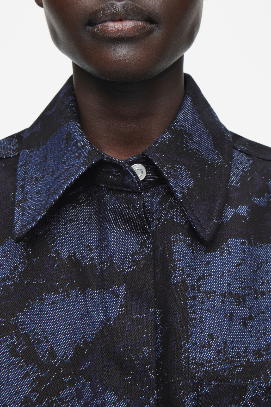 Regular jacquard denim shirt