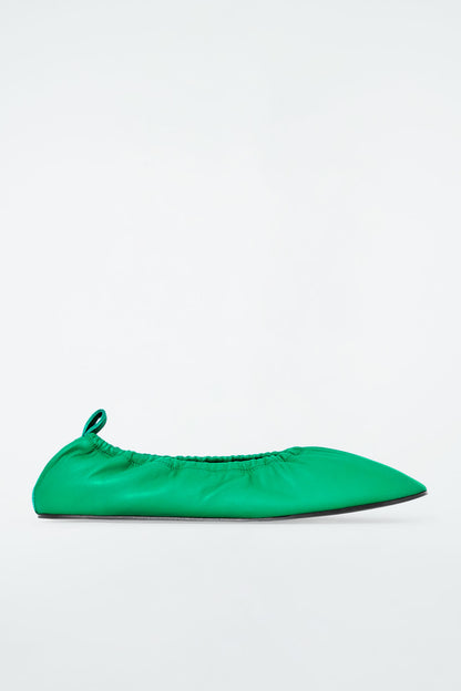 The ruched leather ballet flats