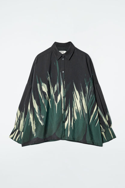 Printed linen-blend shirt
