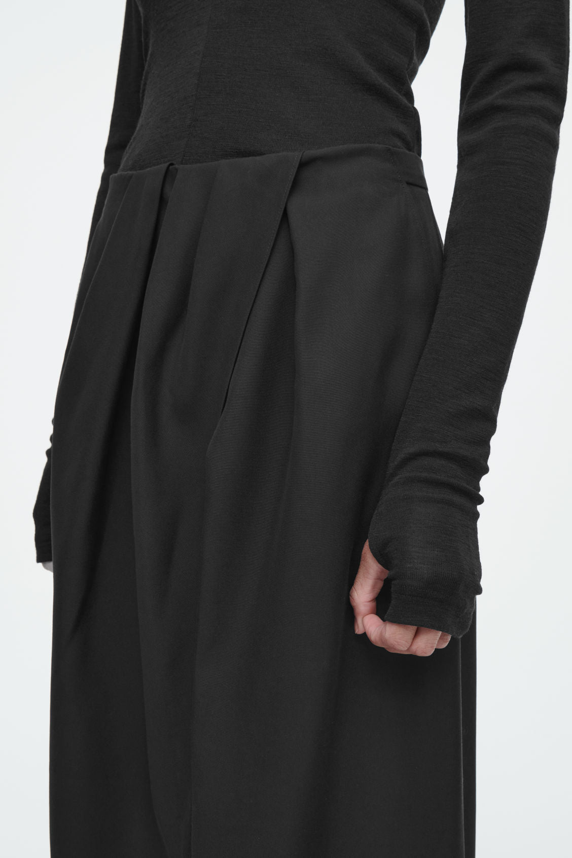 Draped Wrap Midi Skirt