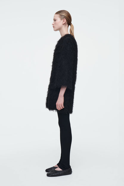The feathered mini shift dress