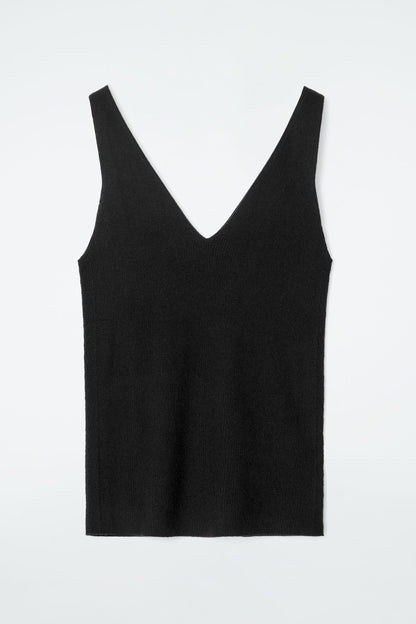 Slim ribbed cashmere tank top