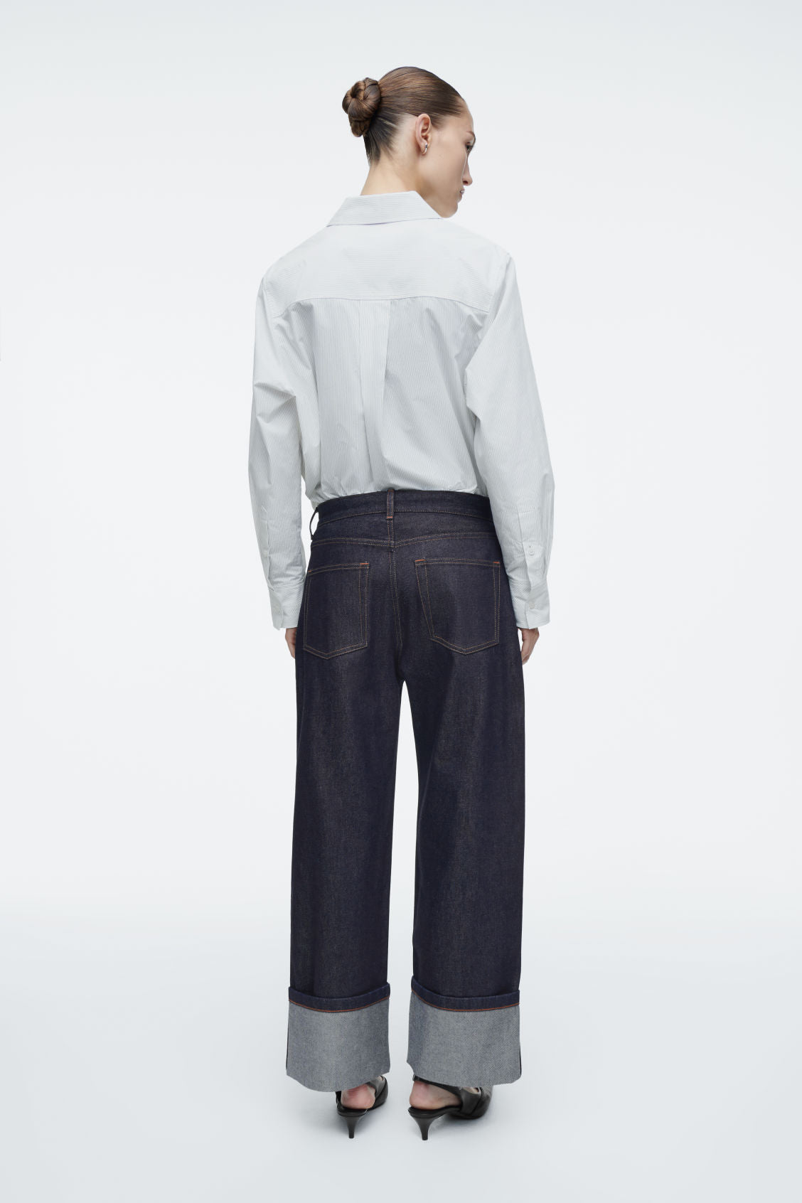 Facade turn-up straight-leg jeans