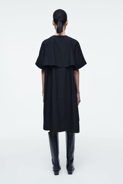 Oversized flared poplin midi dress