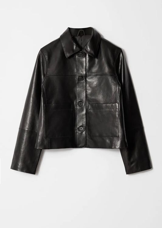 Patch-Pocket Leather Jacket