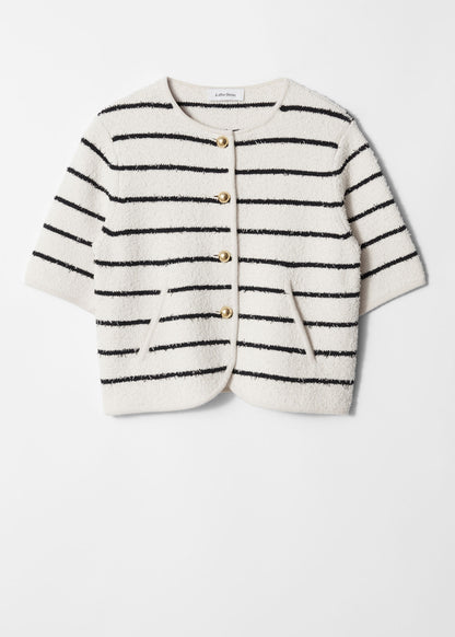 Textured Short-Sleeve Cardigan