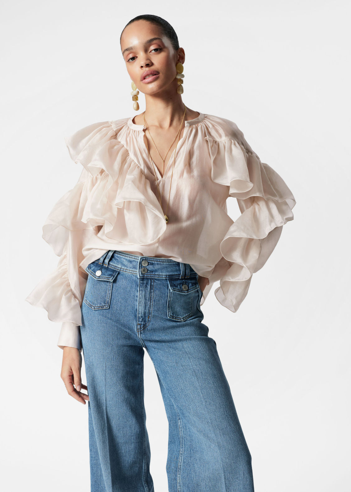 Asymmetric Ruffle Blouse