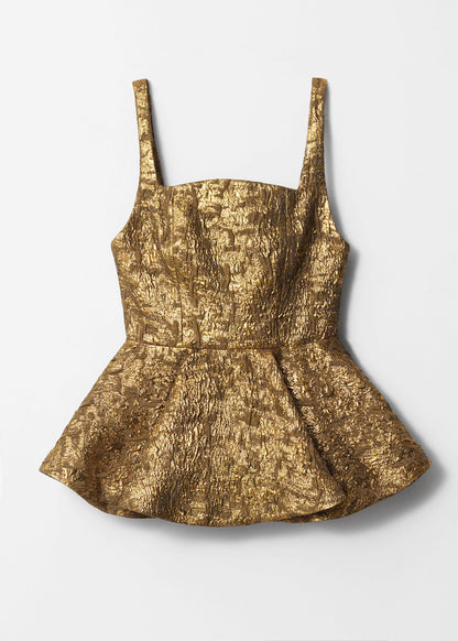 Metallic Jacquard Peplum Top