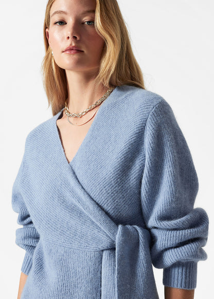 Alpaca-Blend Knitted Wrap Cardigan