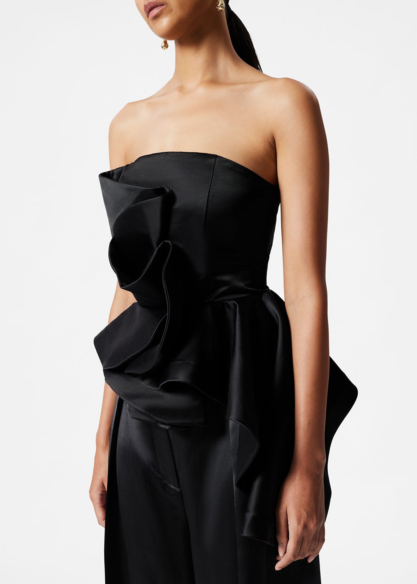 Asymmetric Ruffle Bandeau Top