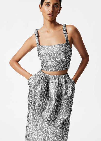 Metallic Jacquard Crop Top