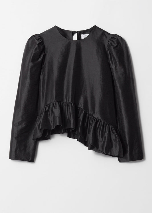 Asymmetric Ruffle-Peplum Blouse