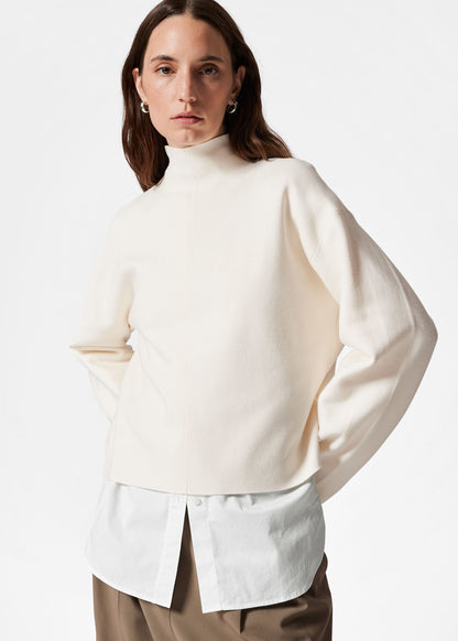 Mock-Neck Double-Knit Jumper