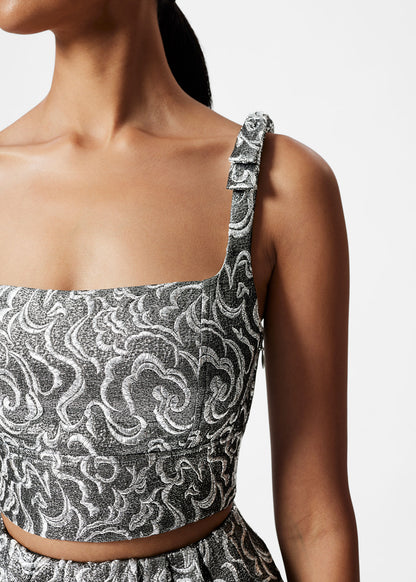 Metallic Jacquard Crop Top