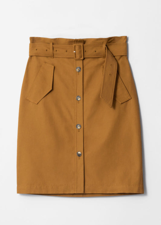 Buttoned Paperbag Midi Skirt