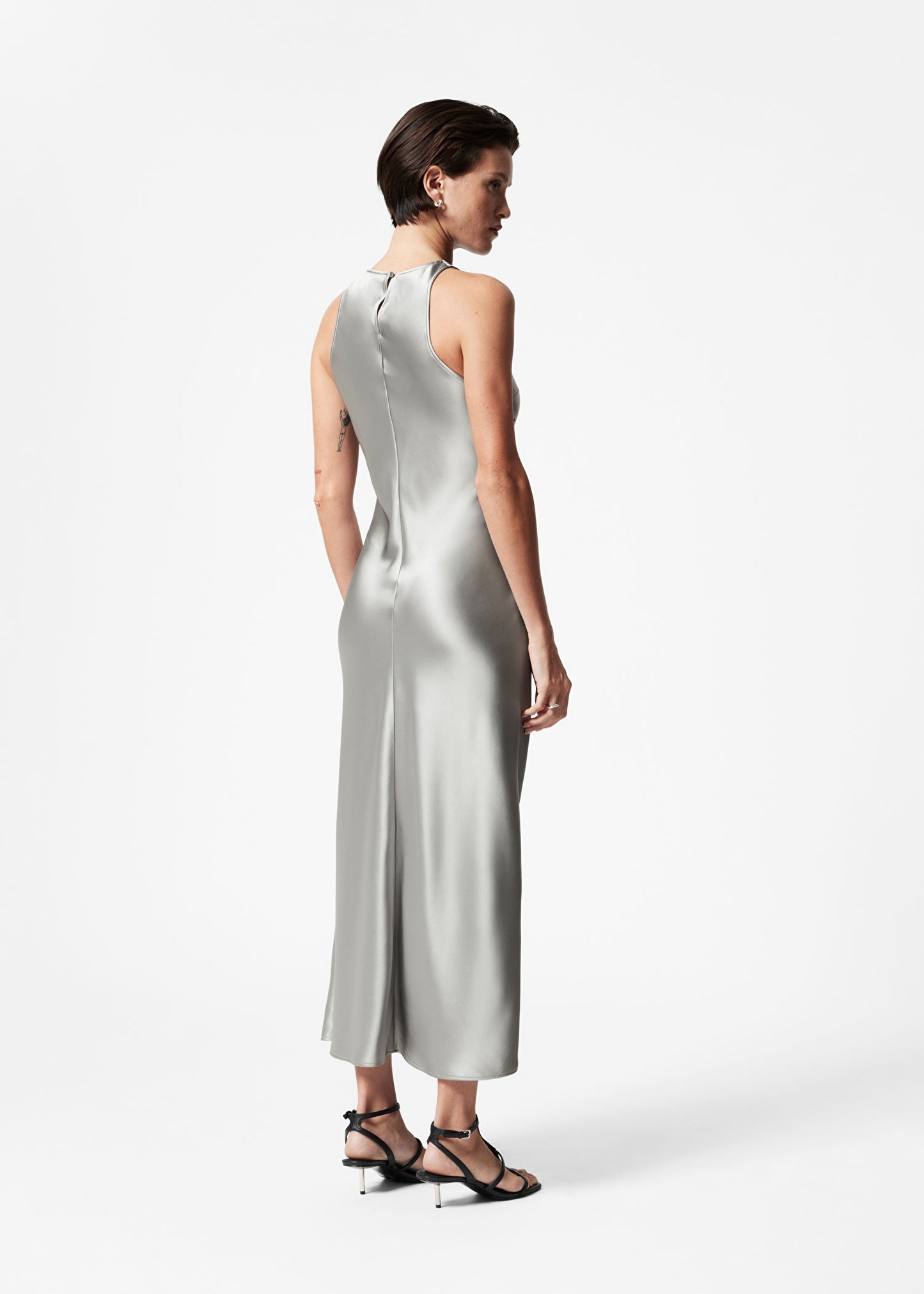 Sleeveless Satin Midi Dress