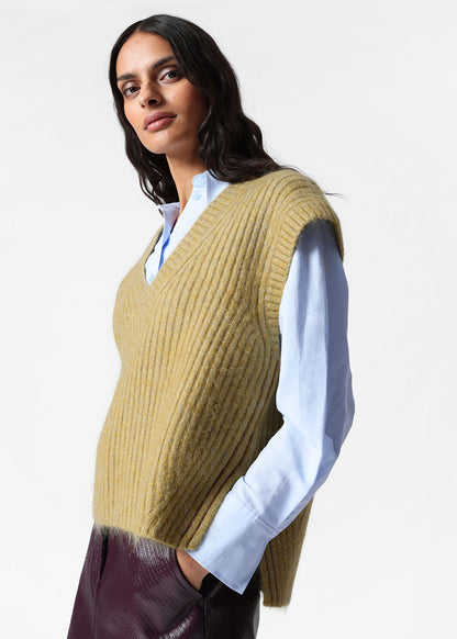 Knitted Mohair-Blend V-Neck Vest