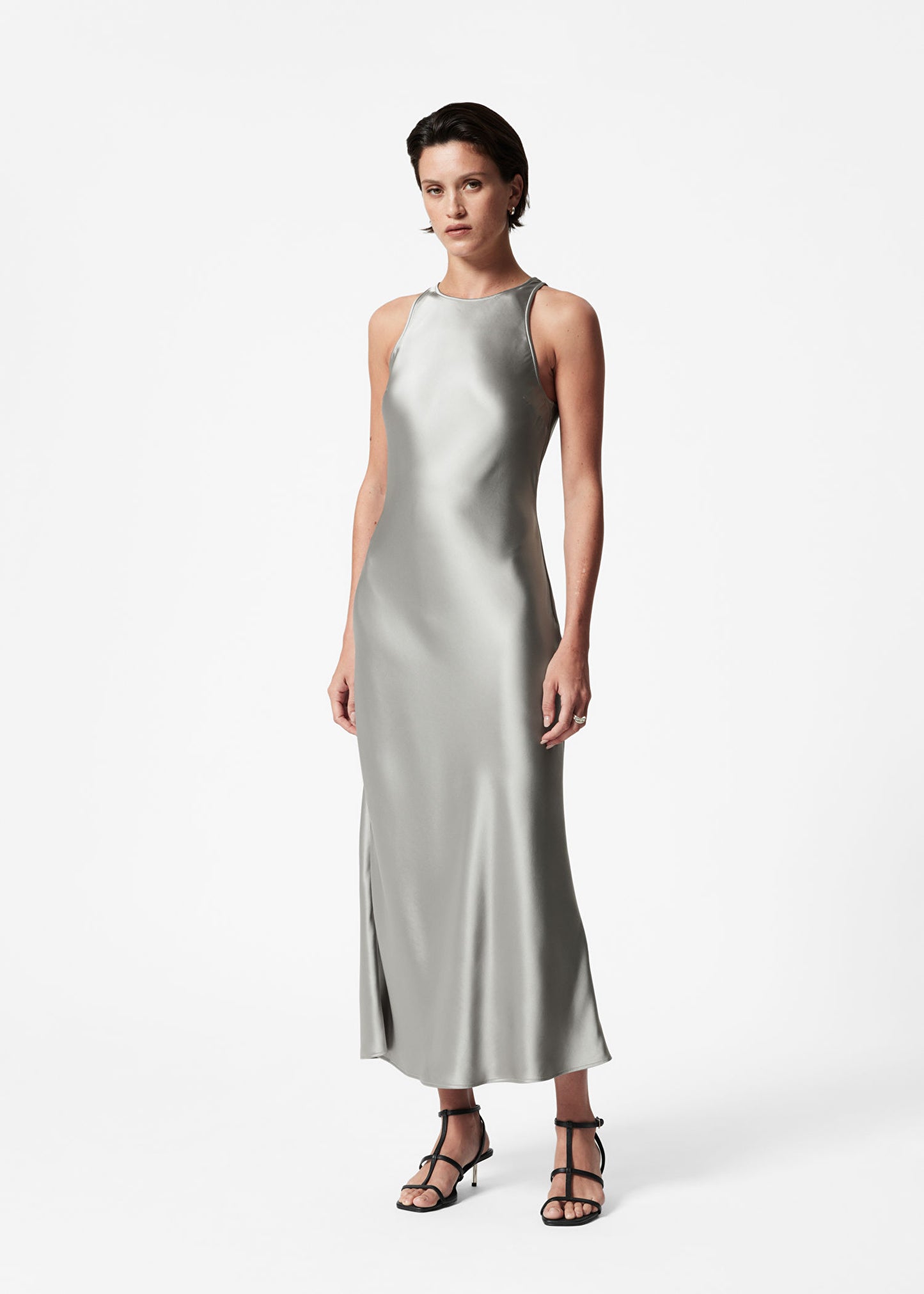 Sleeveless Satin Midi Dress