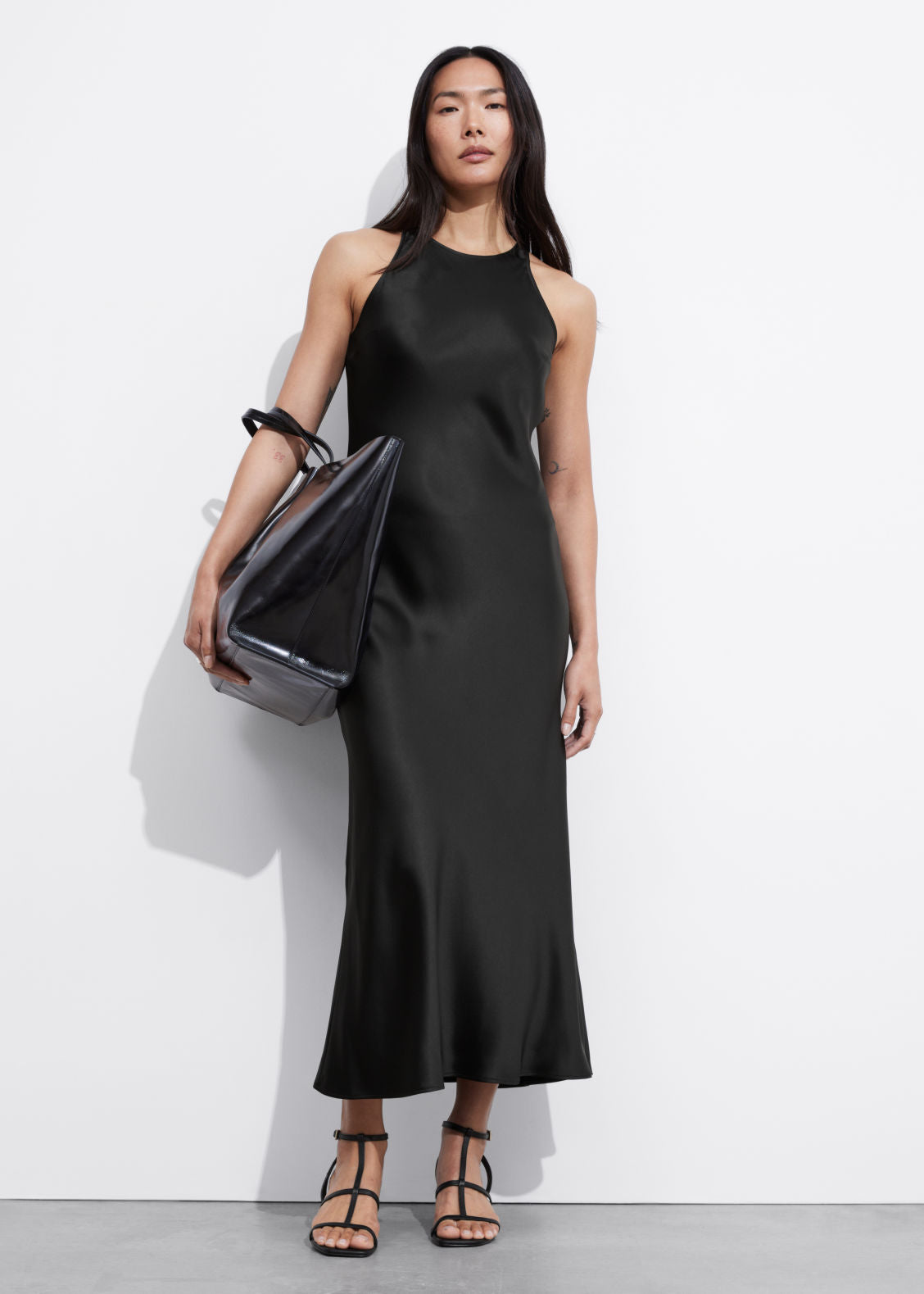 Sleeveless Satin Midi Dress