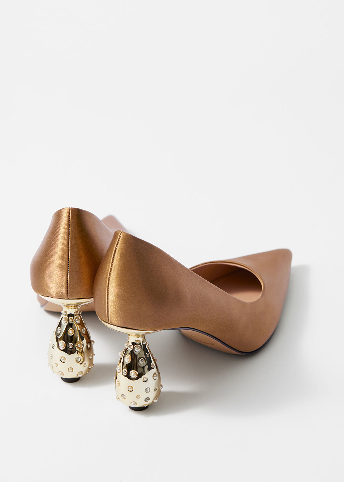 Droplet-Heel Satin Pumps