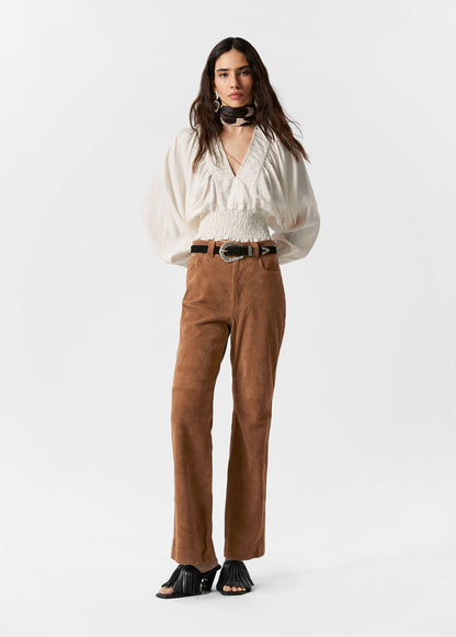Smocked Puff-Sleeve Blouse