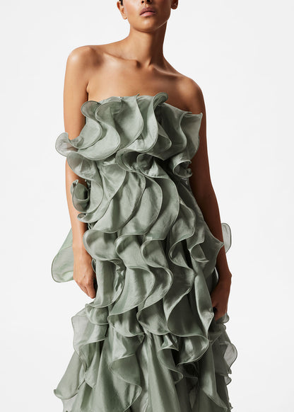 Ruffled Chiffon Midi Dress