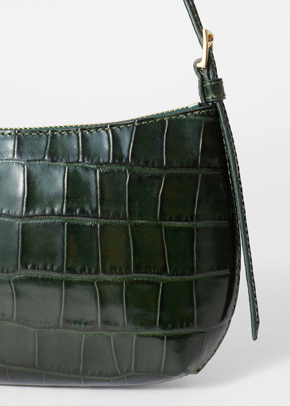 Glossed-Leather Shoulder Bag