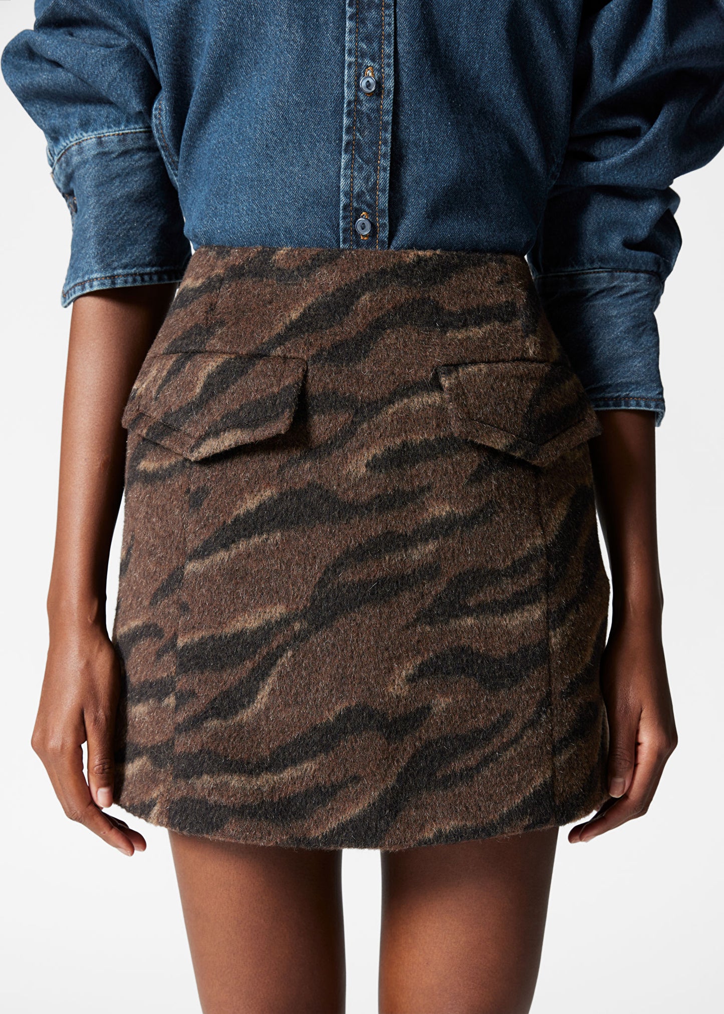 Flap-Pocket Mini Skirt