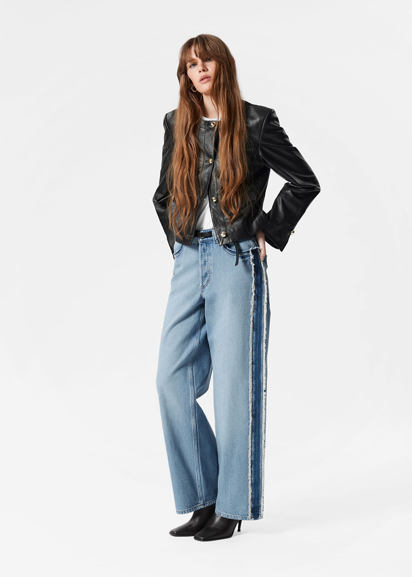 Fringed Wide-Leg Jeans