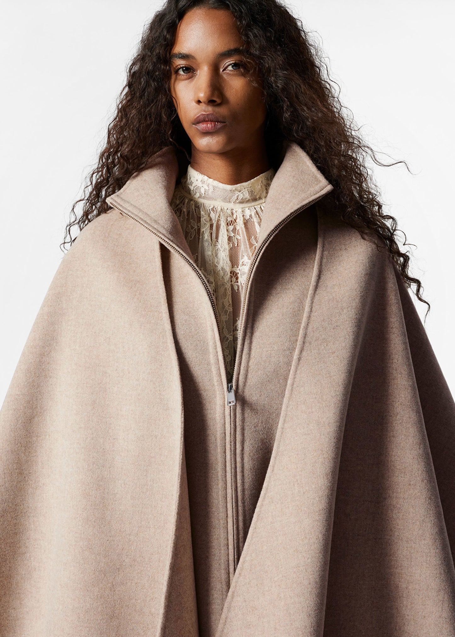 Asymmetric Wool Cape