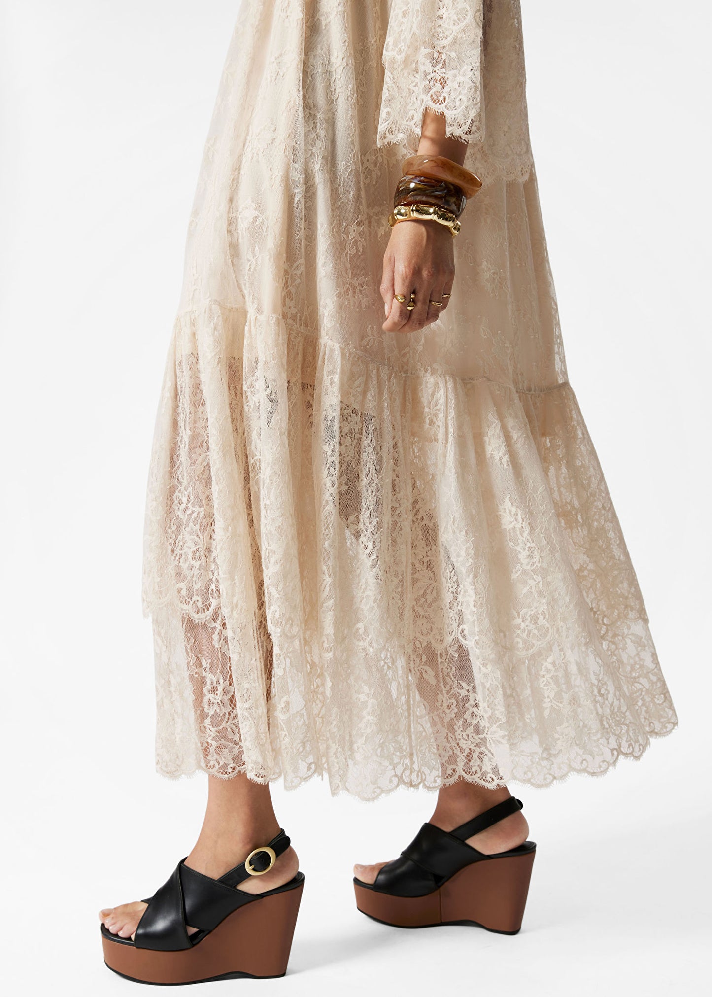 Frilled Lace Maxi Dress