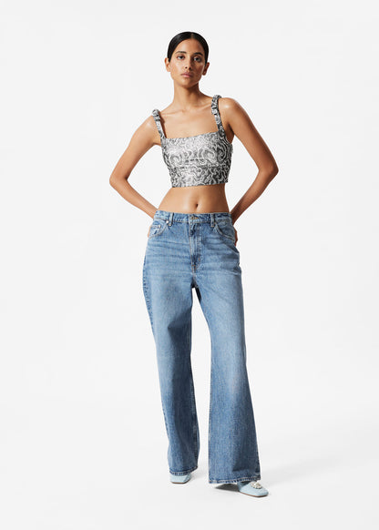 Metallic Jacquard Crop Top