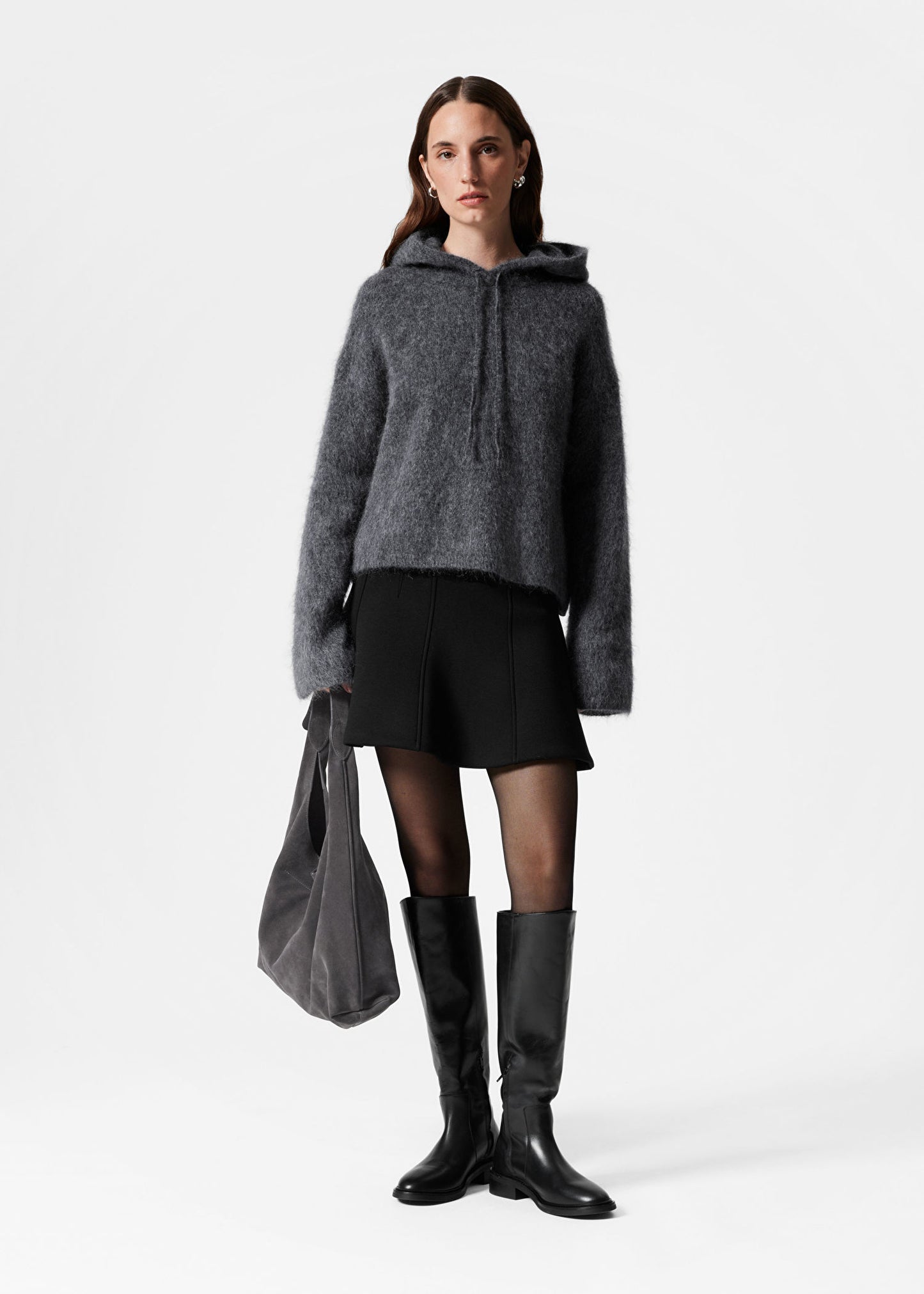 Knitted Mohair-Blend Hoodie