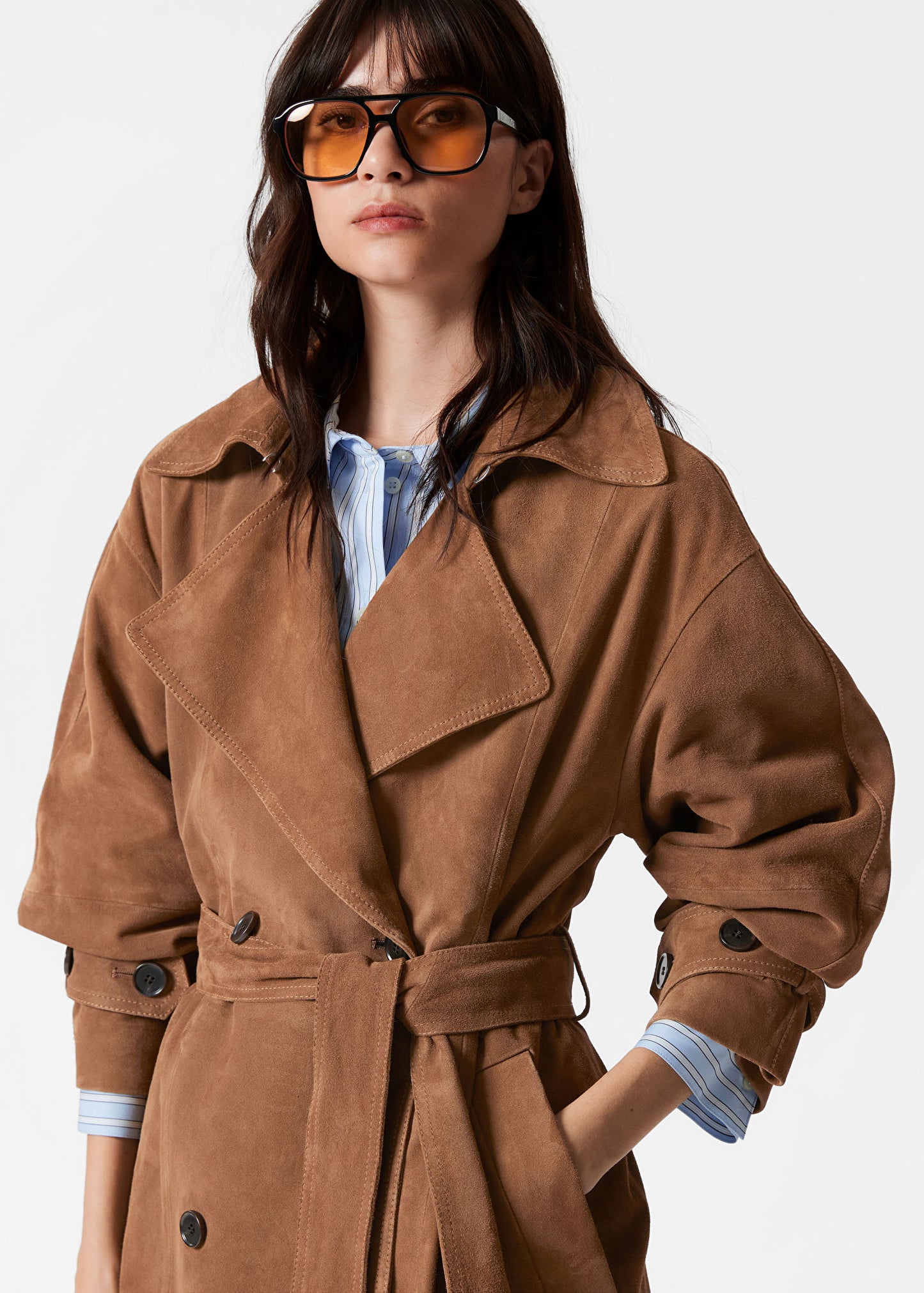 Maxi Suede Trench Coat