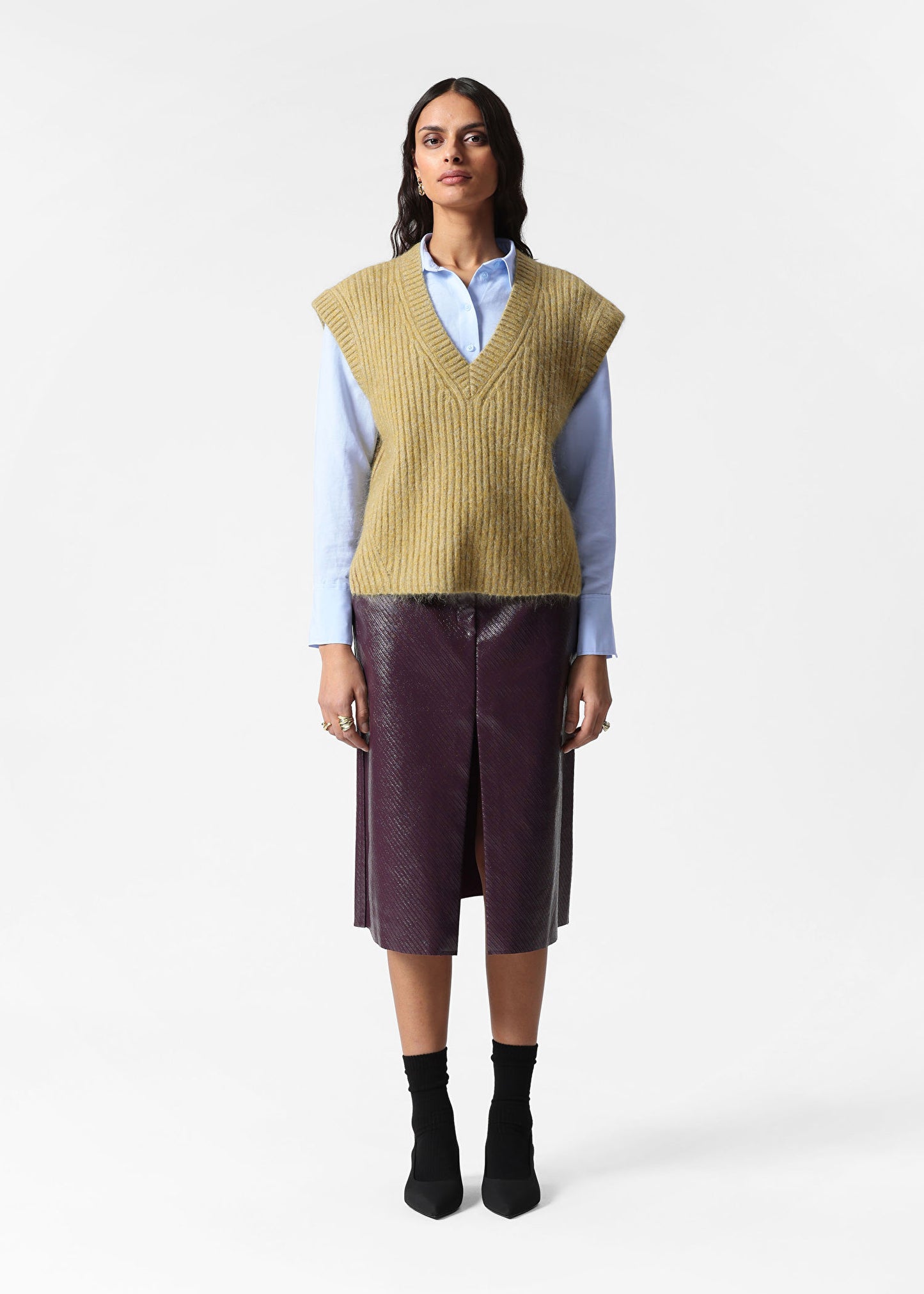 Knitted Mohair-Blend V-Neck Vest