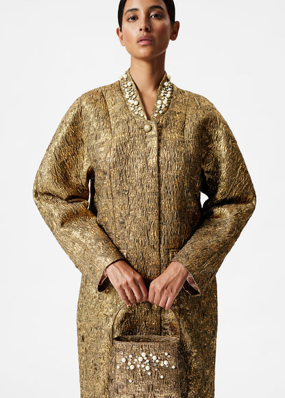 Tailored Metallic Jacquard Coat