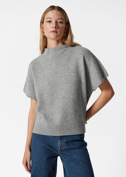 Knitted Wool Batwing-Sleeve Top